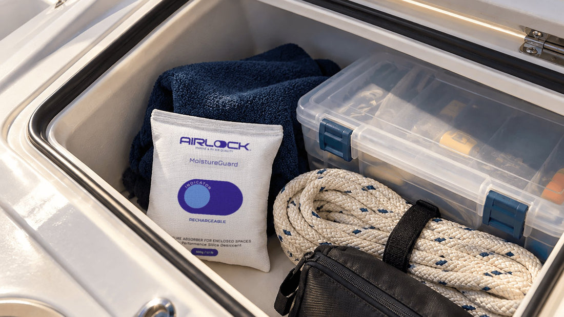AIRLOCK MoistureGuard bag in a boat locker