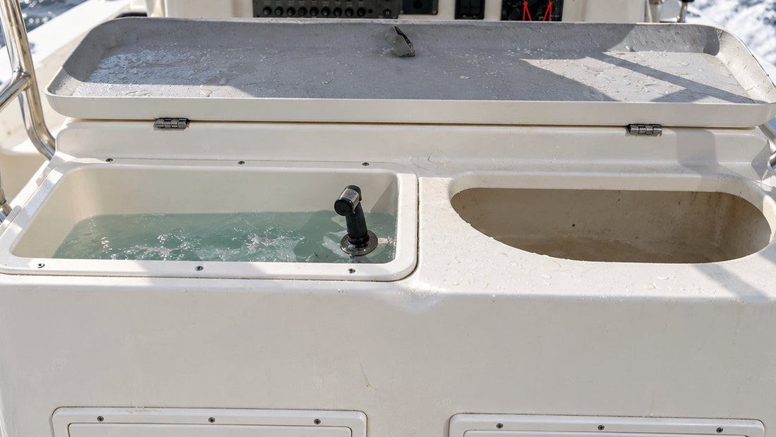 Fishing cockpit area on a recreational boat